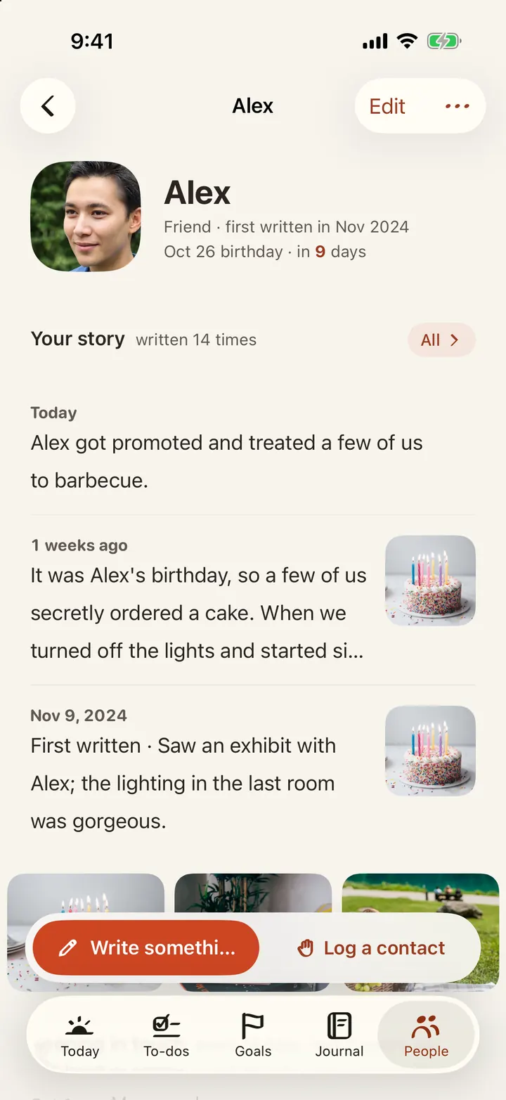 A person's page