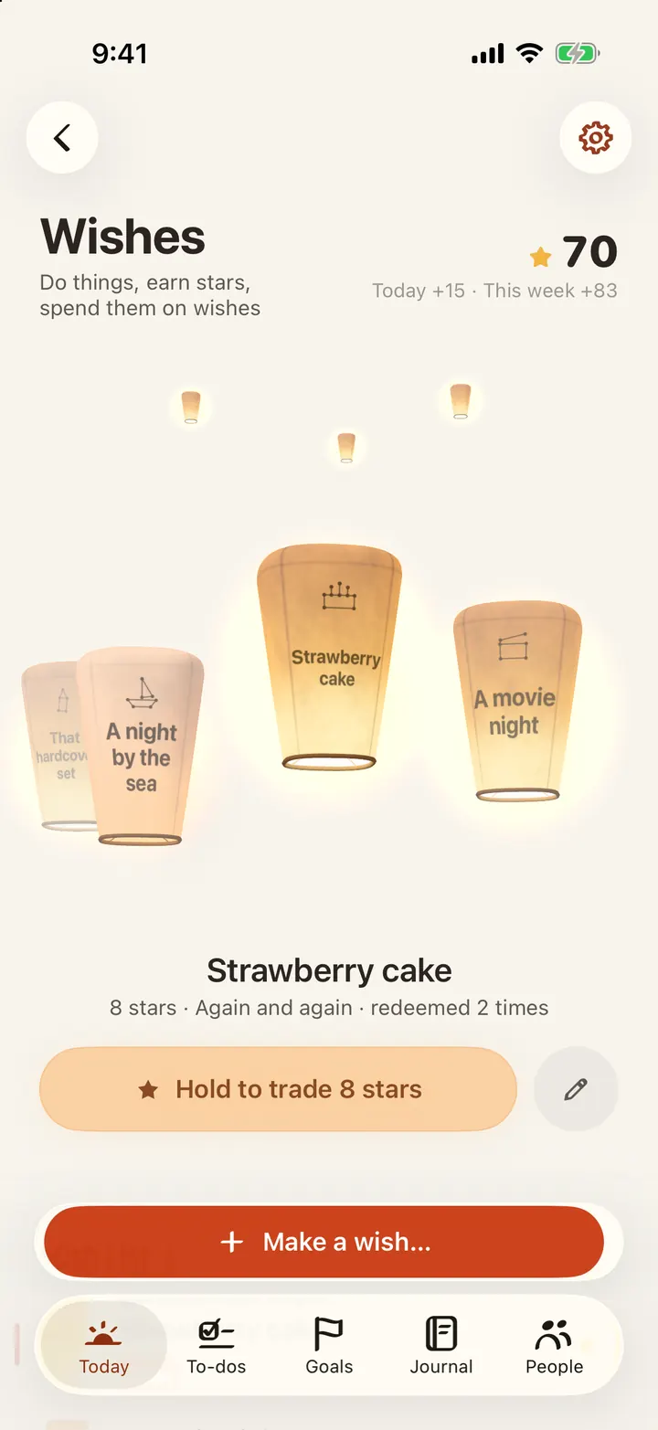 Sky lanterns on the wishes page